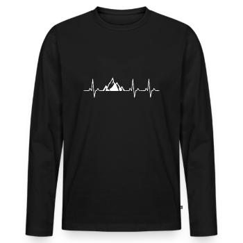 Mountain Heartbeat Alpinisme - T-shirt manches longues Premium bio Homme - noir - Devant - Nico (187cm)
