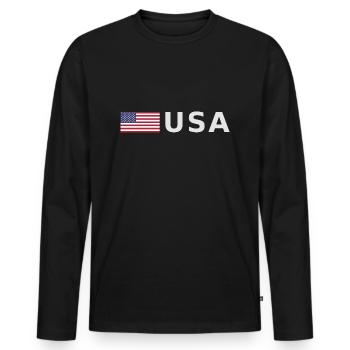 TEAM USA amerikanische Flagge Fahne vor Schrift - Männer Premium Bio Langarmshirt - Schwarz - Vorne - Nico (187cm)