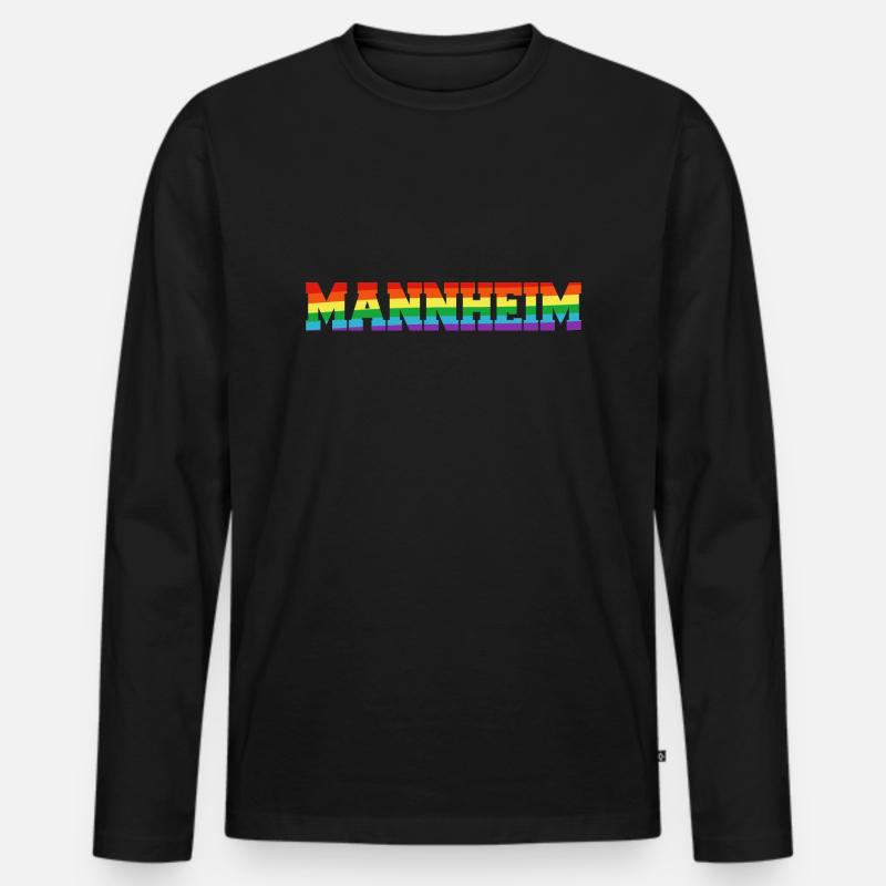 Mannheim Regenbogenfahne - Männer Premium Bio Langarmshirt - Schwarz