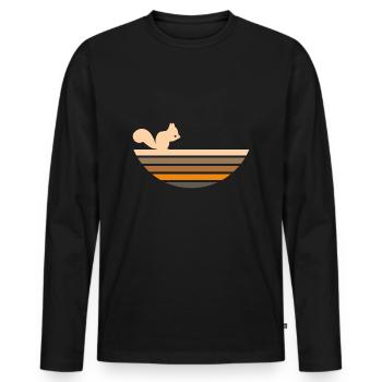 Squirrel Colorful Squirrel Retro Outline Nature - Men's Premium Organic Long Sleeve Shirt - black - Front - Nico (187cm)