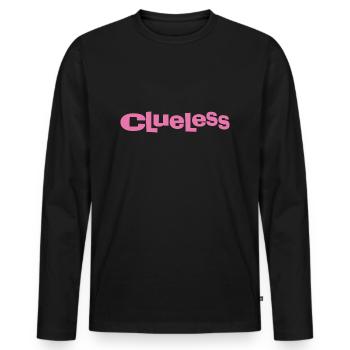 Clueless Klassisches Logo - Männer Premium Bio Langarmshirt - Schwarz - Vorne - Nico (187cm)