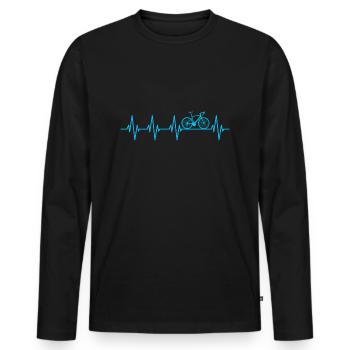 Bicycle Heartbeat Pulse Rate - Men's Premium Organic Long Sleeve Shirt - black - Front - Nico (187cm)