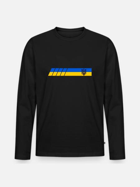 UKRAINE Sportlich - Männer Premium Bio Langarmshirt - Schwarz