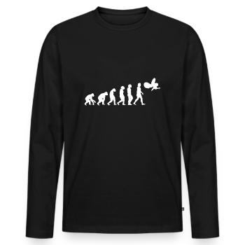 owl bird evolution of humans animals - Men's Premium Organic Long Sleeve Shirt - black - Front - Nico (187cm)