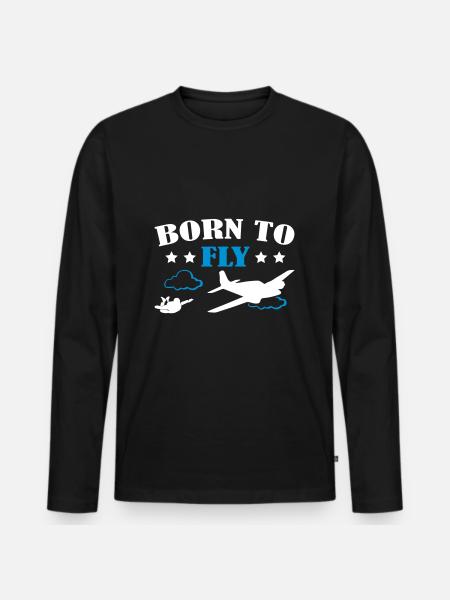 Born To Fly Skydive - Men's Premium Organic Long Sleeve Shirt - black