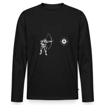 Tir à l'arc - T-shirt manches longues Premium bio Homme - noir - Devant - Nico (187cm)
