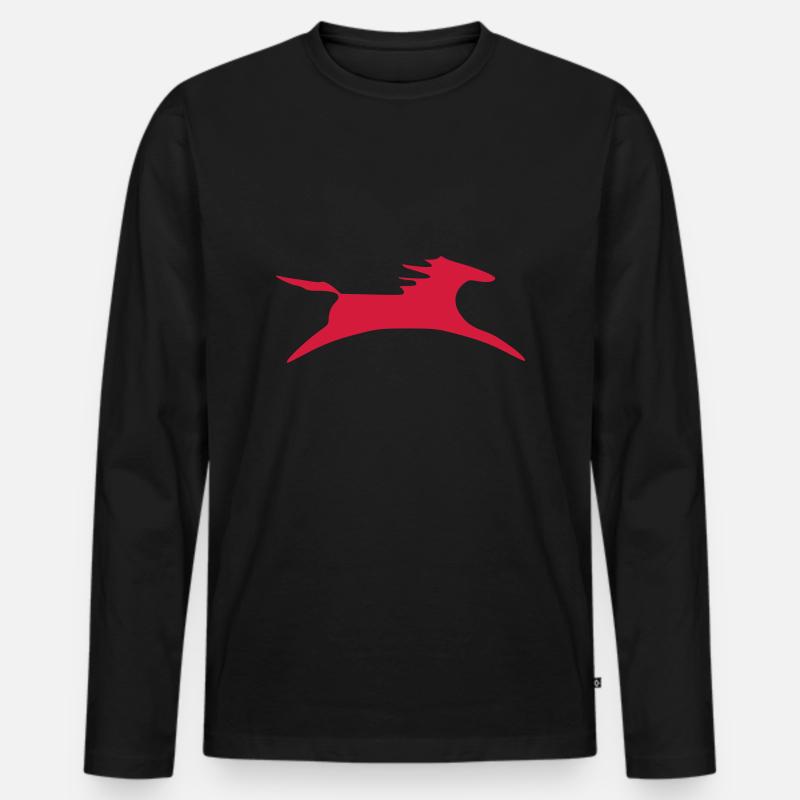 petroglyphe pferd vektor - Männer Premium Bio Langarmshirt - Schwarz