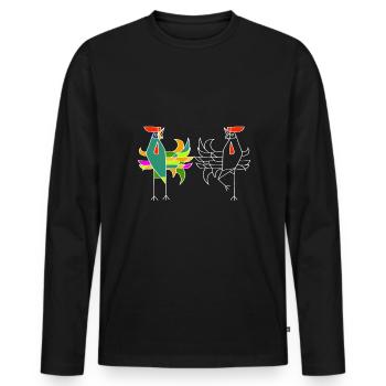 Hahn - Männer Premium Bio Langarmshirt - Schwarz - Vorne - Nico (187cm)