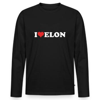 I Love ELON - Ich Liebe Elon - Männer Premium Bio Langarmshirt - Schwarz - Vorne - Nico (187cm)