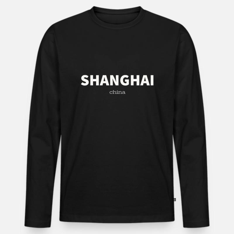 shanghai - Männer Premium Bio Langarmshirt - Schwarz