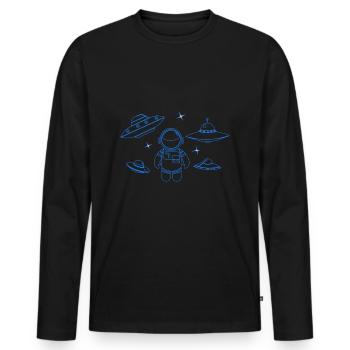 Space blau-transparent - Männer Premium Bio Langarmshirt - Schwarz - Vorne - Nico (187cm)