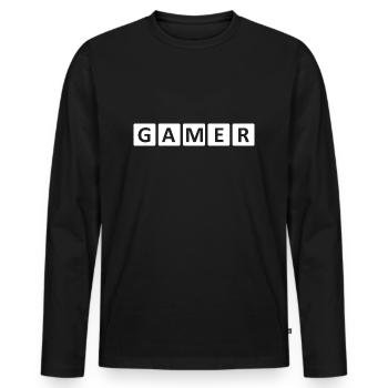 Jeu PC de jeu - T-shirt manches longues Premium bio Homme - noir - Devant - Nico (187cm)
