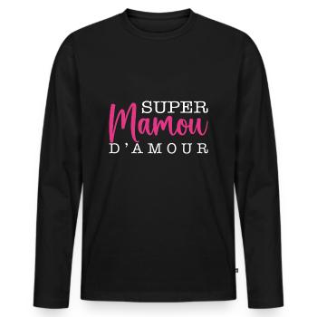 Super Mamou D'amour - T-shirt manches longues Premium bio Homme - noir - Devant - Nico (187cm)