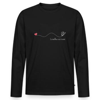 Le meilleur est à venir - T-shirt manches longues Premium bio Homme - noir - Devant - Nico (187cm)