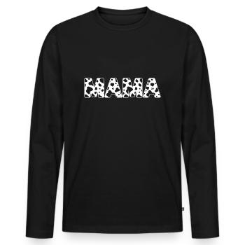 Niedliche Mama Kuh Print Schwarz Weiß Mama Mutter Tier - Männer Premium Bio Langarmshirt - Schwarz - Vorne - Nico (187cm)