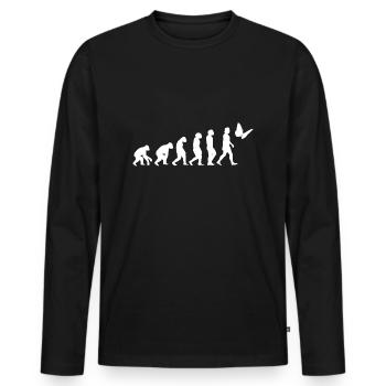 Butterfly Insect Evolution of humans Animals - Men's Premium Organic Long Sleeve Shirt - black - Front - Nico (187cm)