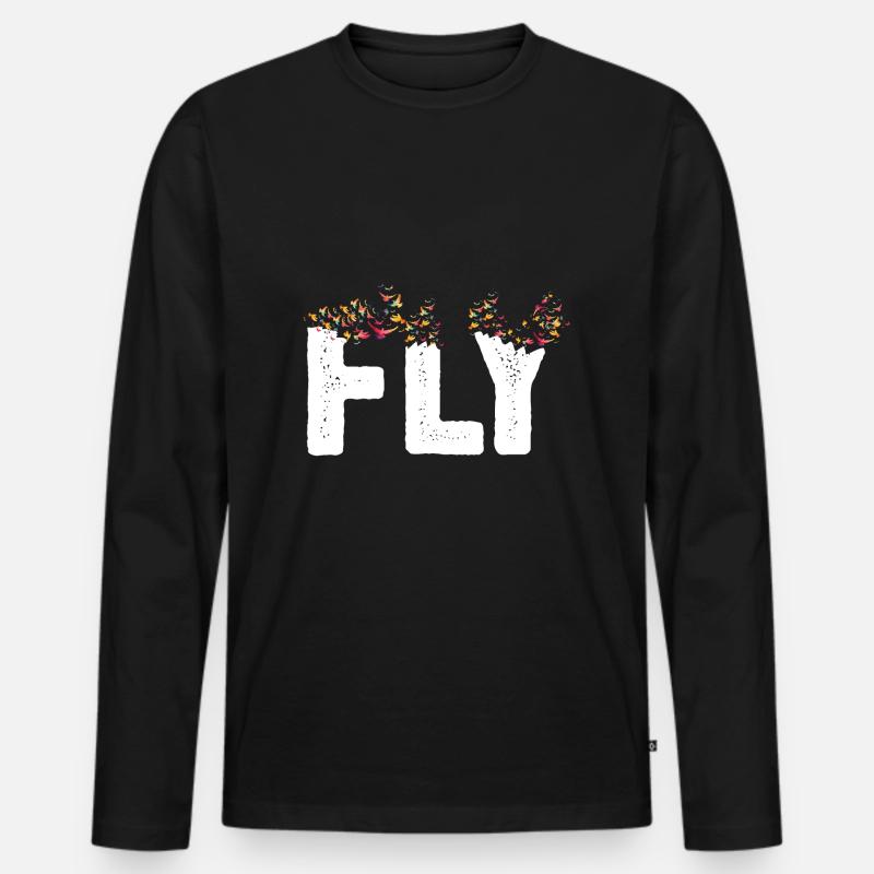 Fly - Männer Premium Bio Langarmshirt - Schwarz