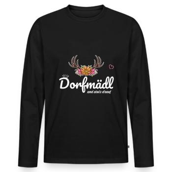 Dorfmädel Dorfmädchen Dorf Dorfmädl Damen - Männer Premium Bio Langarmshirt - Schwarz - Vorne - Nico (187cm)