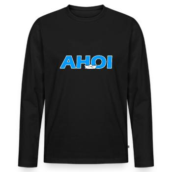 Navire AHOI - T-shirt manches longues Premium bio Homme - noir - Devant - Nico (187cm)
