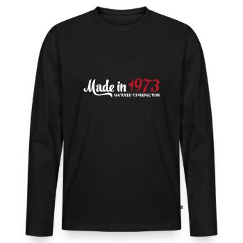 1973 - T-shirt manches longues Premium bio Homme - noir - Devant - Nico (187cm)