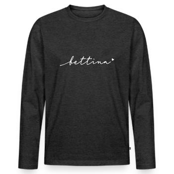 Bettina Cursive Name - Men's Premium Organic Long Sleeve Shirt - heather anthracite - Front - Nico (187cm)