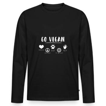 Vegan Vegetable Vegetarier - Männer Premium Bio Langarmshirt - Schwarz - Vorne - Nico (187cm)