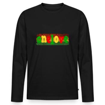One love - Men's Premium Organic Long Sleeve Shirt - black - Front - Nico (187cm)