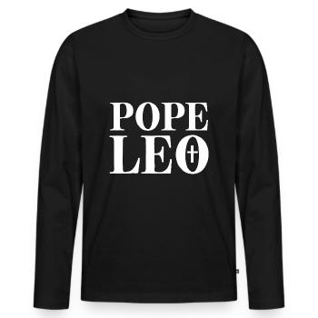 POPE Leo - Männer Premium Bio Langarmshirt - Schwarz - Vorne - Nico (187cm)