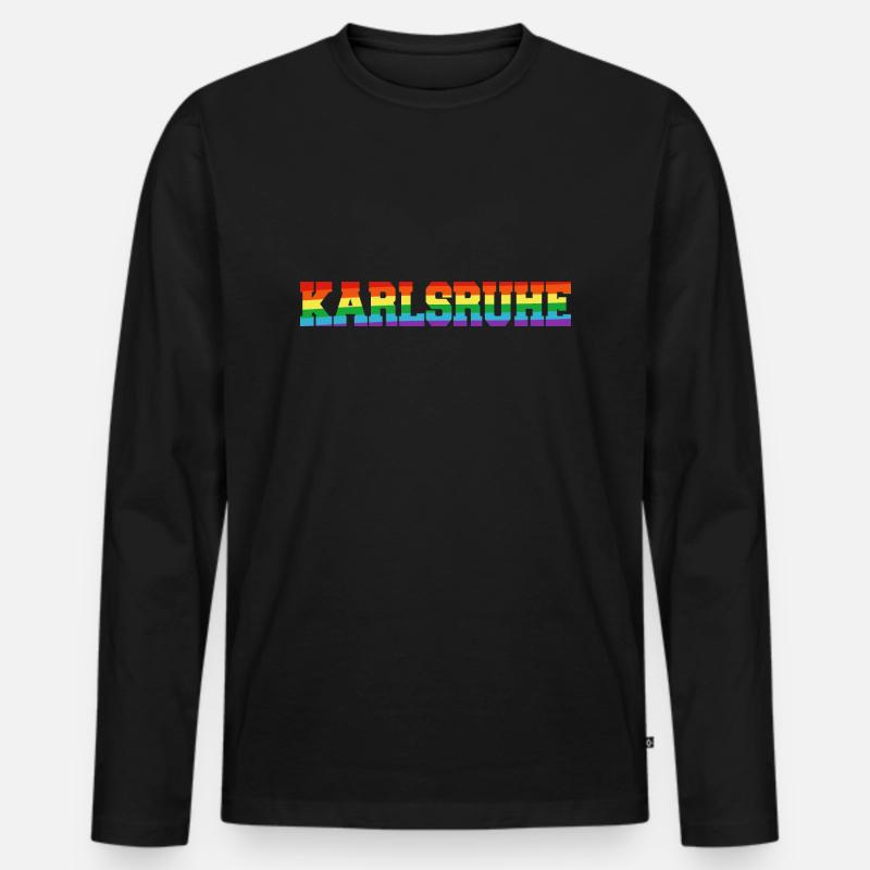 Karlsruhe Regenbogenfahne - Männer Premium Bio Langarmshirt - Schwarz