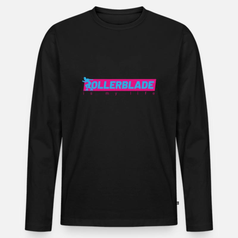 rollerblade is my life - Männer Premium Bio Langarmshirt - Schwarz