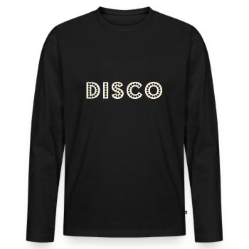 Disco Slogan - Logo - Men's Premium Organic Long Sleeve Shirt - black - Front - Nico (187cm)