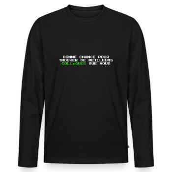 Man Humor Co-worker Departure Gift - Men's Premium Organic Long Sleeve Shirt - black - Front - Nico (187cm)