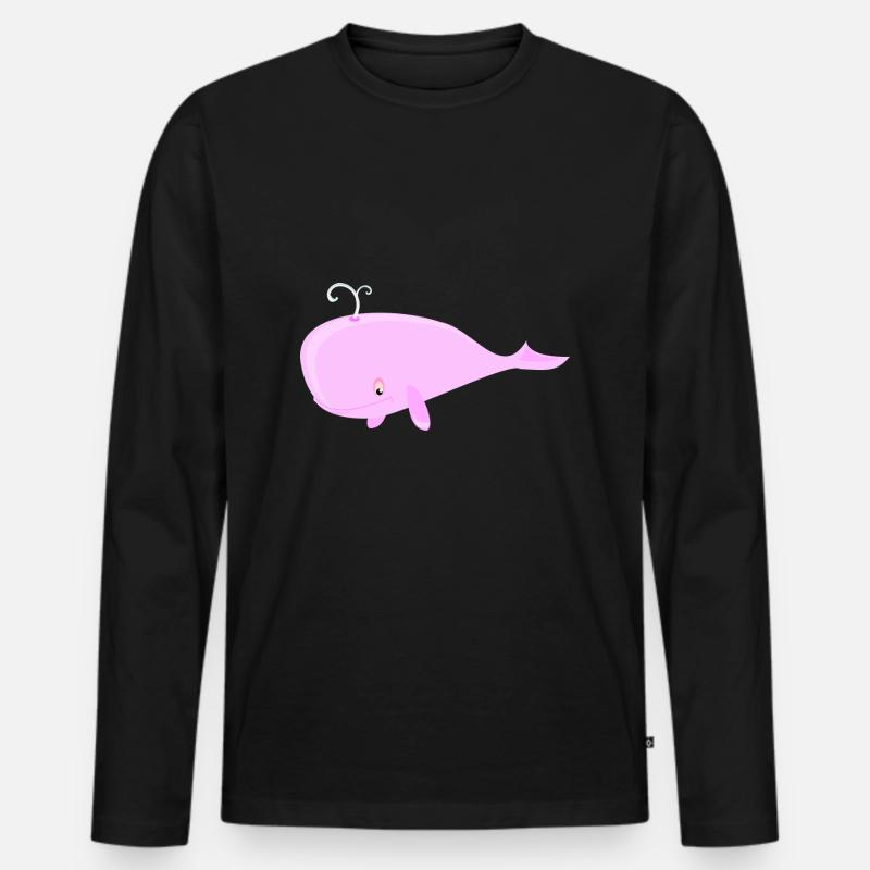 Wal Pink - Männer Premium Bio Langarmshirt - Schwarz