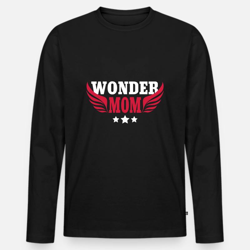 Wonder mom - mutter - Männer Premium Bio Langarmshirt - Schwarz