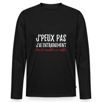 T-Shirt/Accessoires - Männer Premium Bio Langarmshirt - Schwarz - Vorne - Nico (187cm)