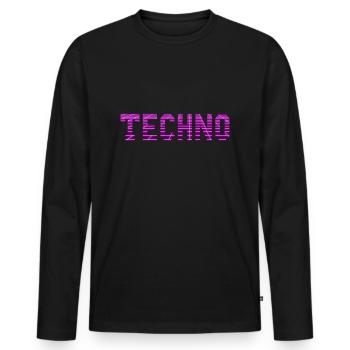 Techno Synthwave Raver Party Festival Shirt Graphic - Men's Premium Organic Long Sleeve Shirt - black - Front - Nico (187cm)