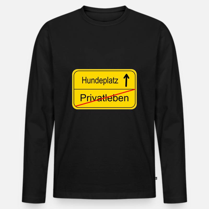 Hundeplatz Schild Neu - Männer Premium Bio Langarmshirt - Schwarz