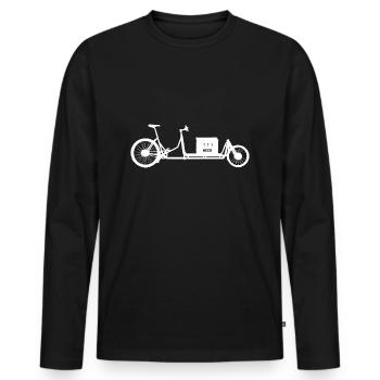 Lastenrad mit Bierkiste - Männer Premium Bio Langarmshirt - Schwarz - Vorne - Nico (187cm)