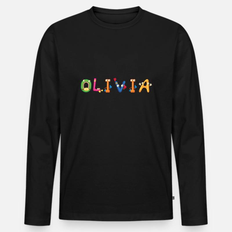 Olivia - Männer Premium Bio Langarmshirt - Schwarz