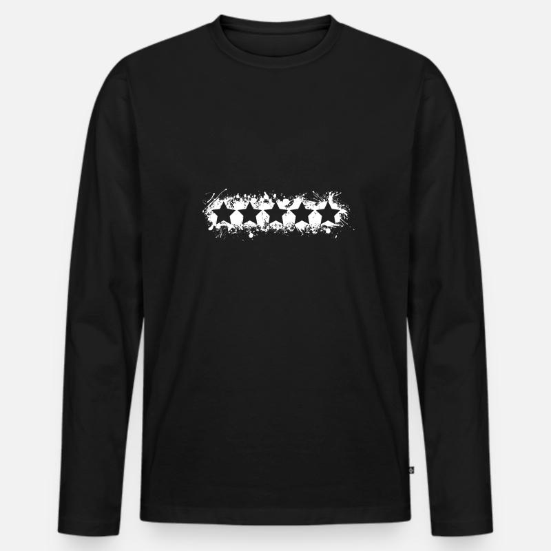 5 Sterne - Männer Premium Bio Langarmshirt - Schwarz