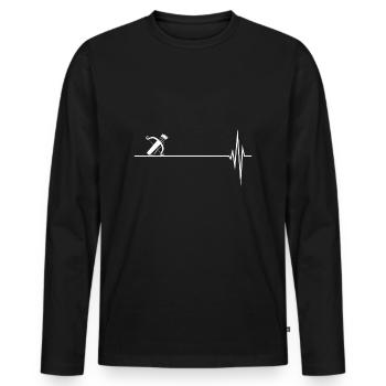 Köcher mit Pfeilen und Bogen Herzschlag - Männer Premium Bio Langarmshirt - Schwarz - Vorne - Nico (187cm)