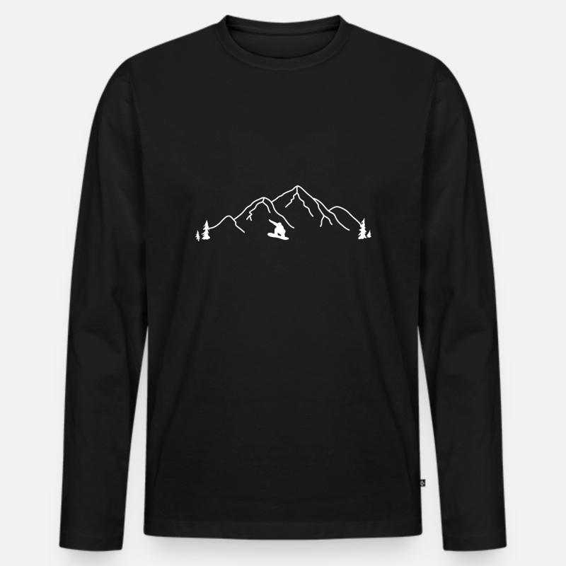 Snowboard Berge - Männer Premium Bio Langarmshirt - Schwarz