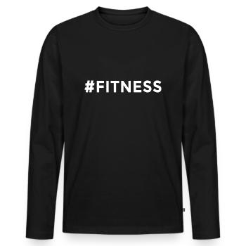 #Fitness Saying Shirt - T-Shirt for Athletes - Men's Premium Organic Long Sleeve Shirt - black - Front - Nico (187cm)