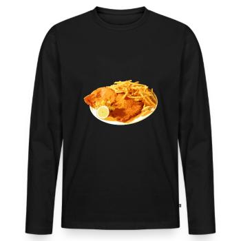 Schnitzel - Männer Premium Bio Langarmshirt - Schwarz - Vorne - Nico (187cm)