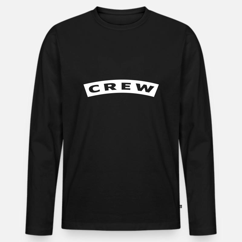 Crew curved Patch - Männer Premium Bio Langarmshirt - Schwarz