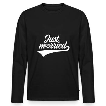 JUST MARRIED MARIAGE - T-shirt manches longues Premium bio Homme - noir - Devant - Nico (187cm)