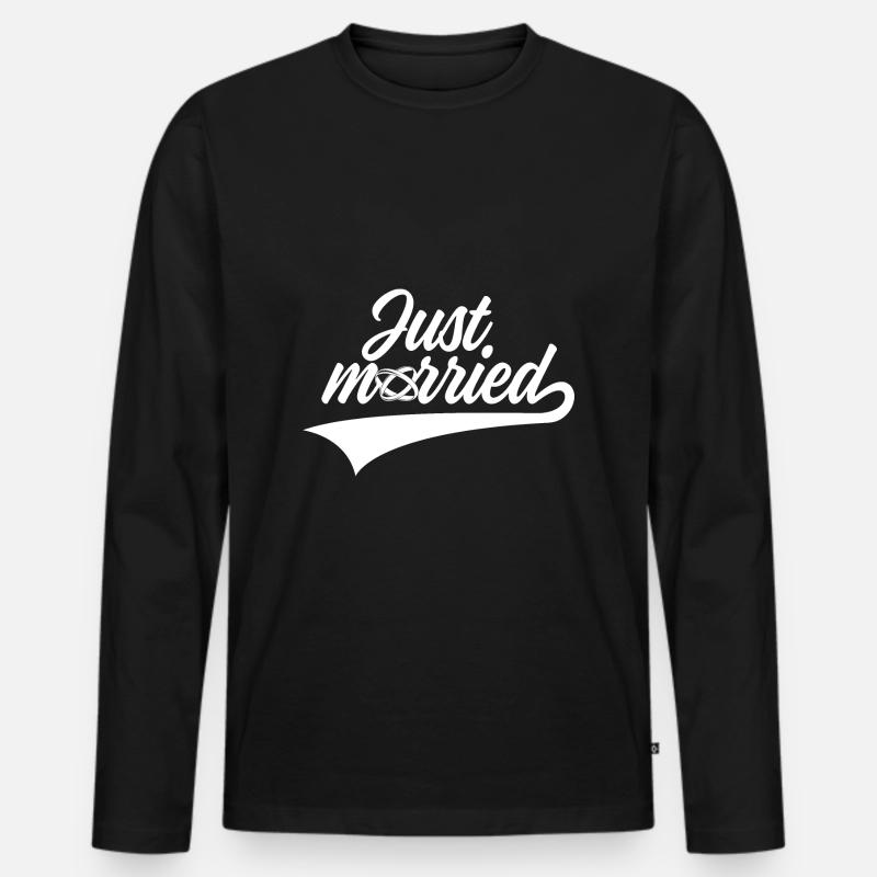 JUST MARRIED HOCHZEIT - Männer Premium Bio Langarmshirt - Schwarz