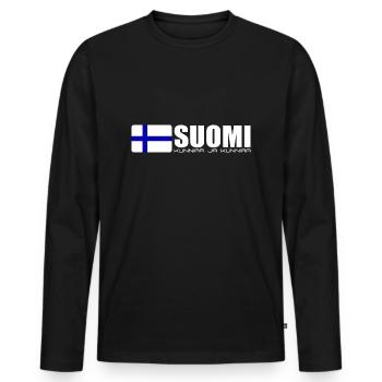 Finnland Ruhm und ehre Krieg Flagge - Männer Premium Bio Langarmshirt - Schwarz - Vorne - Nico (187cm)