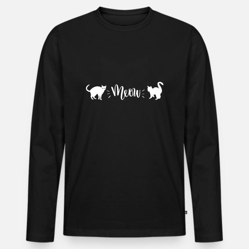 Katze Meow - Männer Premium Bio Langarmshirt - Schwarz