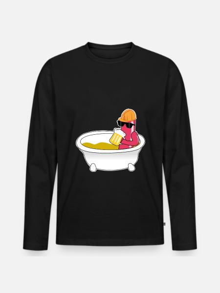 Wurst im Senfbad - Männer Premium Bio Langarmshirt - Schwarz